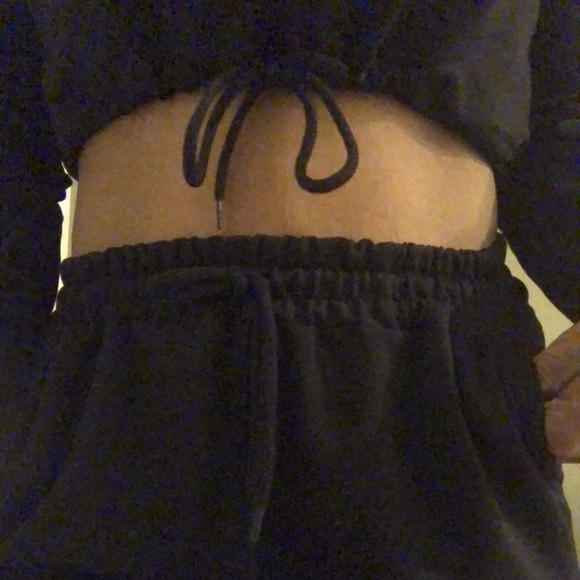 Black Cropped Hoodie & Jogger Lounge Set - Picture 8 of 8